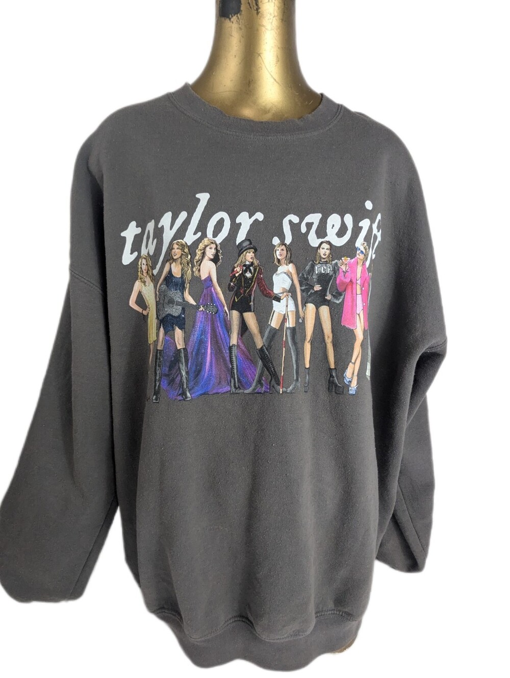 Taylor Swift Eras Graphic Crewneck Sweatshirt Grey XL